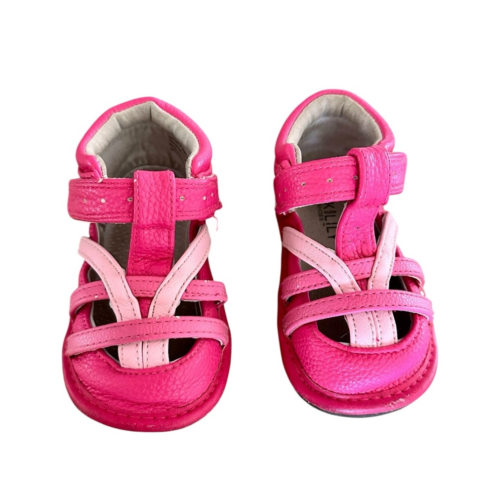Jack and Lily Hot and Light Pink Strappy Sandals with Velcro closure. Size 8.